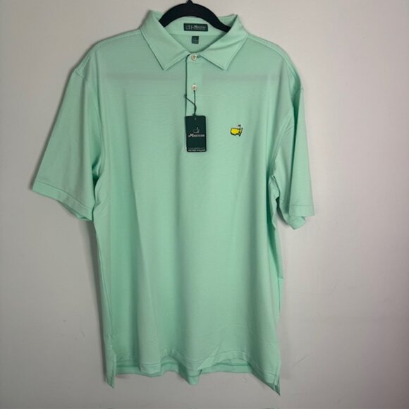 Peter Millar Masters Logo Polo Green and White Stripe Size Large NEW!!! - Picture 1 of 8